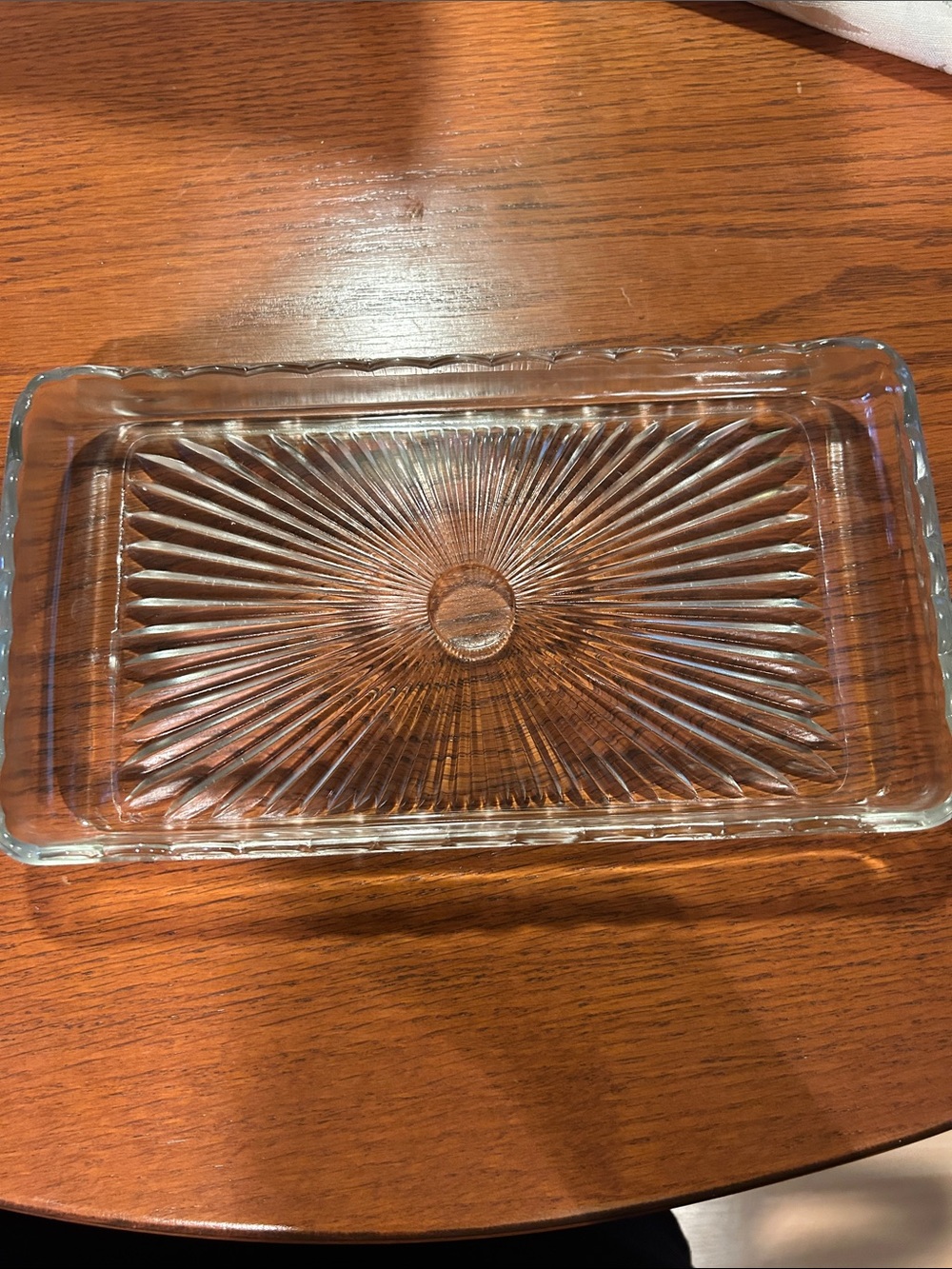 Vintage clear pressed glass rectangular 10”